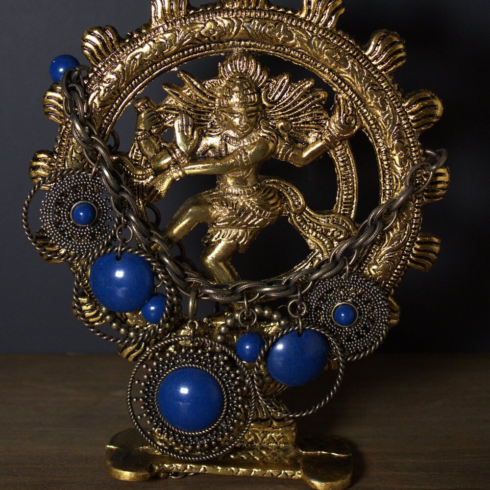 Premier Designs Bronze Necklaces with Blue Pendants